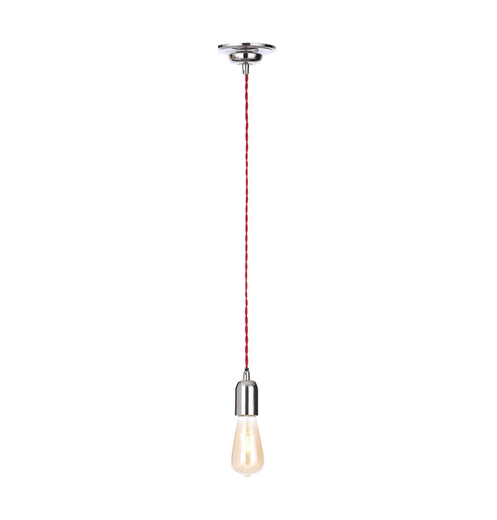 Inlight Dale E27 Pendant Cord Set Polished Nickel & Red